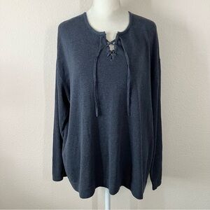 J JILL Cotton Pullover Sweater XL Coastal Grandma Nautical Casual Spring Basic